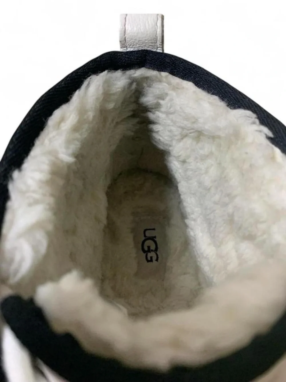 UGG Men’s White Leather Ankle Boots with Black Trim